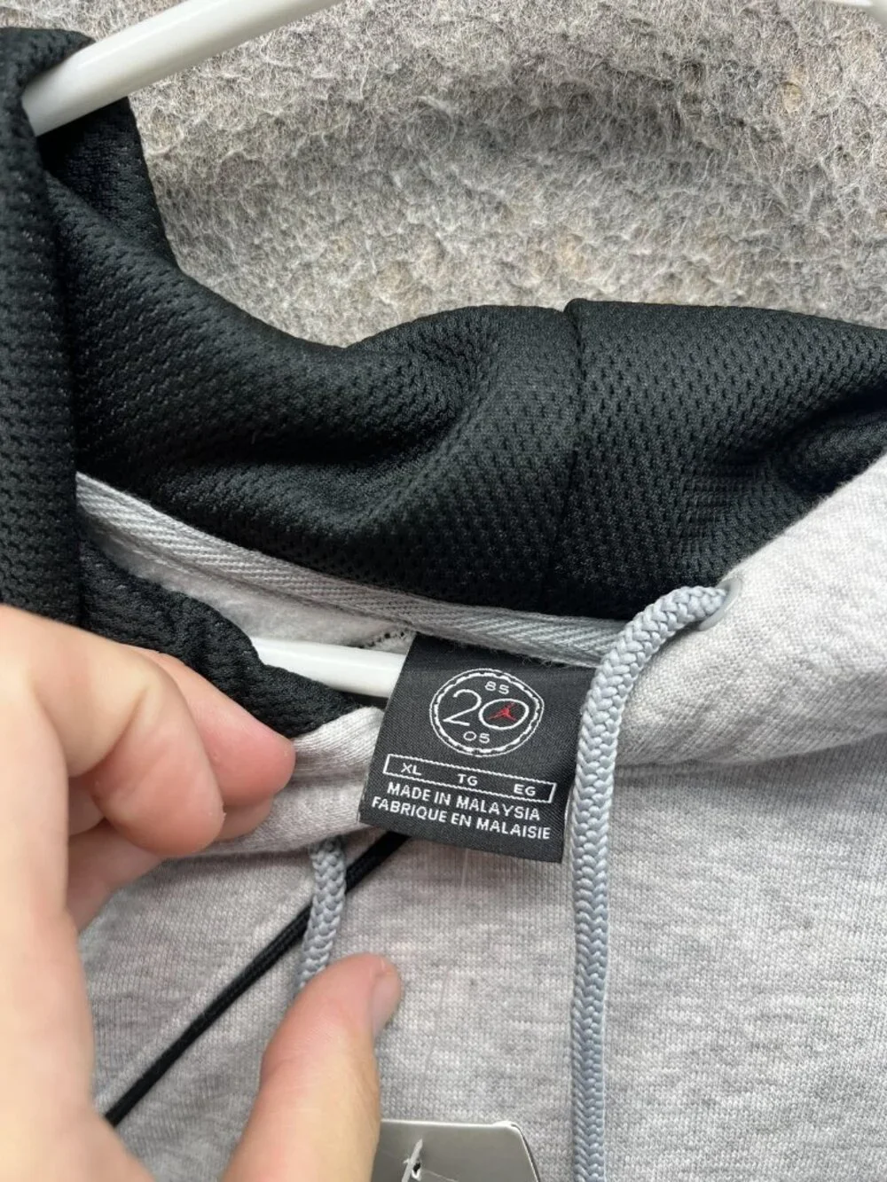 Jordan Hoodie Mens XL Gray Colorblock Pullover Fleece Jumpman Sweatshirt Y2K